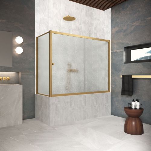 Душевая шторка на ванну Vegas-Glass ZV+ZVF Protec ZV+ZVF Protec 180*85 03 02 180х140 стекло рифленое профиль золото ориентация универсальная