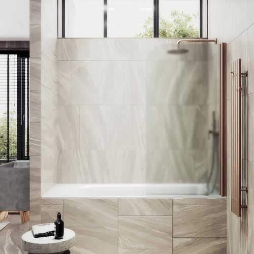 Душевая шторка на ванну Maybah Glass MGV-621-2 80х140 стекло тонированное профиль бронза ориентация универсальная