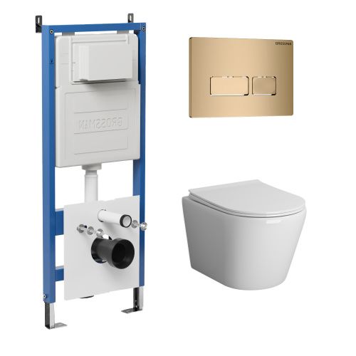 Инсталляция + кнопка смыва + унитаз Grossman Pragma 97.4478BMS.03.310