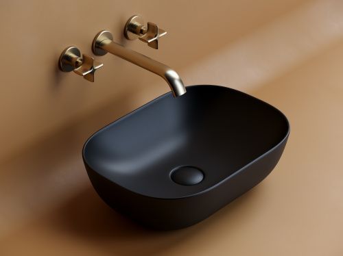 Раковина из сантехнического фарфора Ceramica Nova ELEMENT CN6009MB 50х30 накладная цвет черный без отверстий под смеситель