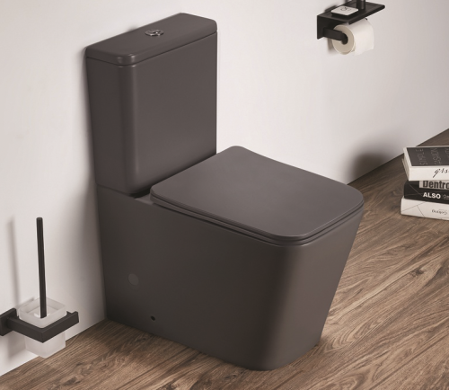 Унитаз напольный с бачком CeramaLux 2170AXMDH серый с сиденьем микролифт безободковый каскадный смыв