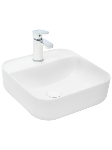 Раковина из сантехнического фаянса WeltWasser WW SK 10000003822 40х40 подвесная цвет белый 1 отверстие под смеситель