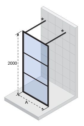 Душевая перегородка Riho GRID G004029121 90х200 стекло прозрачное профиль черный