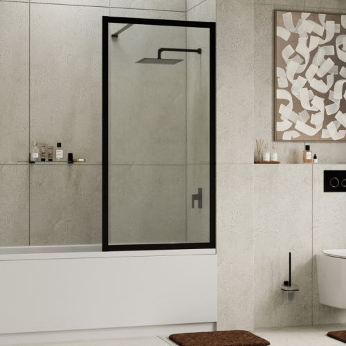 Душевая шторка на ванну Wasserkraft Abens 20W 20W01-80MB 80х160 стекло прозрачное профиль черный ориентация универсальная