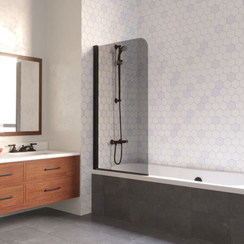 Душевая шторка на ванну Vegas-Glass EV LUX EV LUX 60 02М 07 L 60х150 стекло тонированное профиль черный ориентация левая