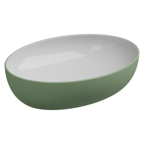 Раковина керамическая GSG Ceramic Design Easy EALAVOV55BI000/031 60х40 накладная цвет белый/зеленый без отверстий под смеситель