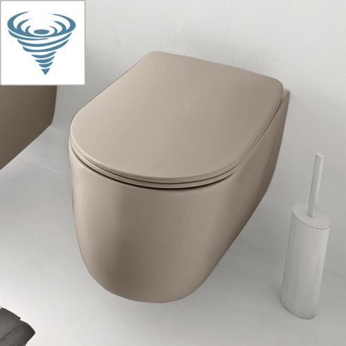 Чаша унитаза подвесная Kerasan Nolita 531581 цвет бежевый без сиденья безободковая смыв торнадо