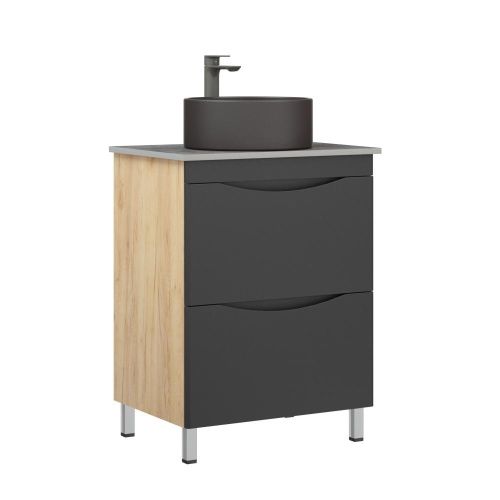 Тумба под раковину Corozo Лиана SD-00001671 60х40 напольная цвет черный/бежевый