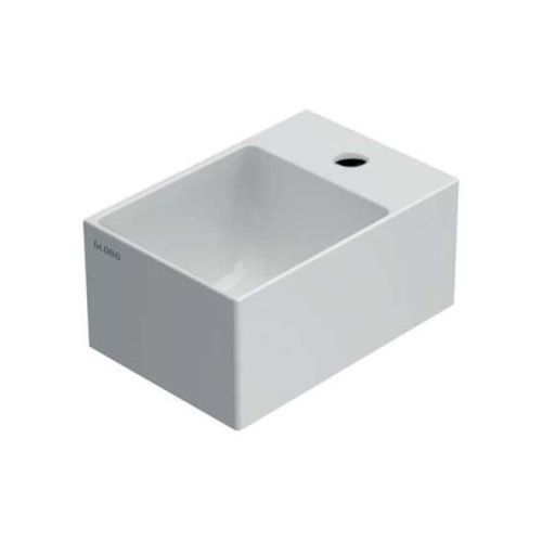 Раковина из сантехнического фарфора Globo T-EDGE B6R30BI 30х20 накладная цвет белый 1 отверстие под смеситель