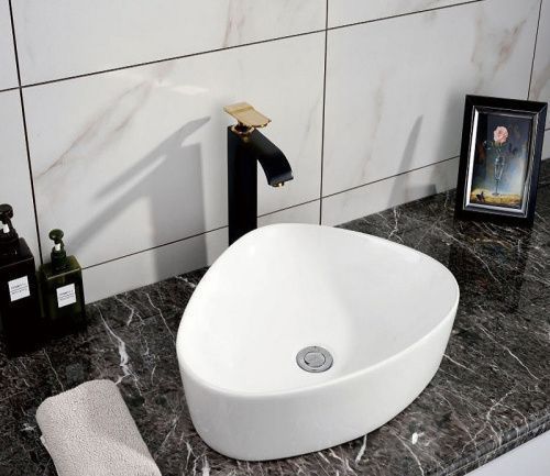 Раковина CeramaLux 9386 50х40 накладная цвет белый без отверстий под смеситель