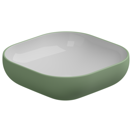 Раковина керамическая GSG Ceramic Design Easy EALAVQU45BI000/031 50х50 накладная цвет белый/зеленый без отверстий под смеситель