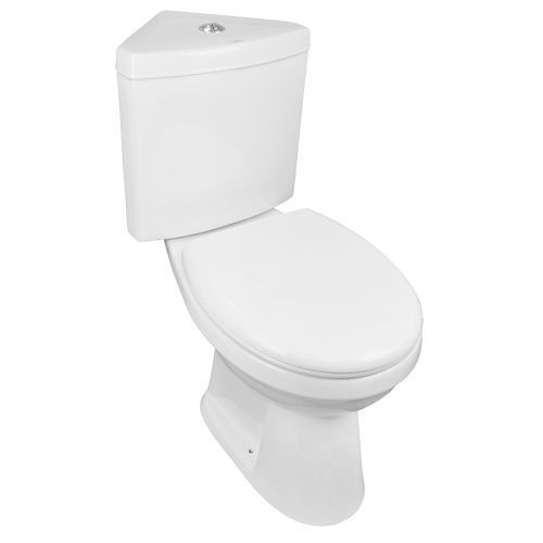 Унитаз-компакт угловой Creo Ceramique PROJECT PR1002S+PR1003D+PR1001S белый с бачком и сиденьем микролифт каскадный смыв