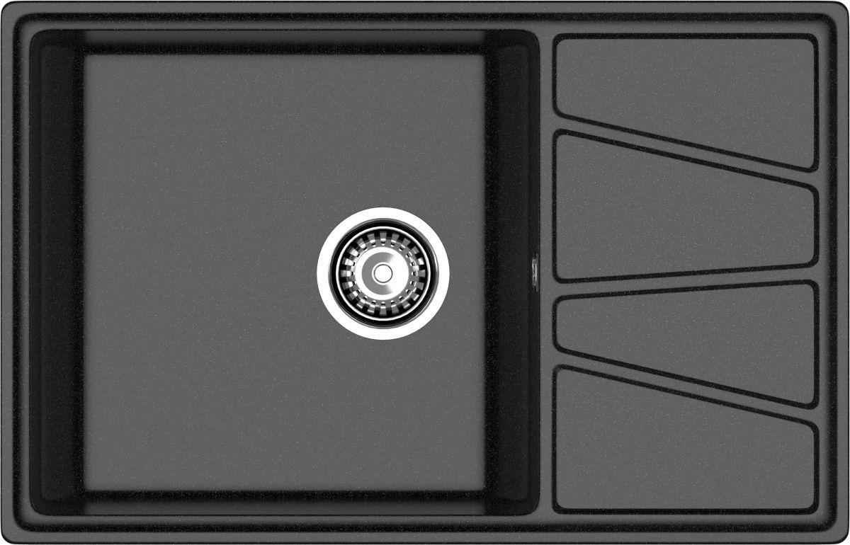 Кухонная мойка Granfest Vertex V-780L черный 80х50 цвет черный поверхность матовая