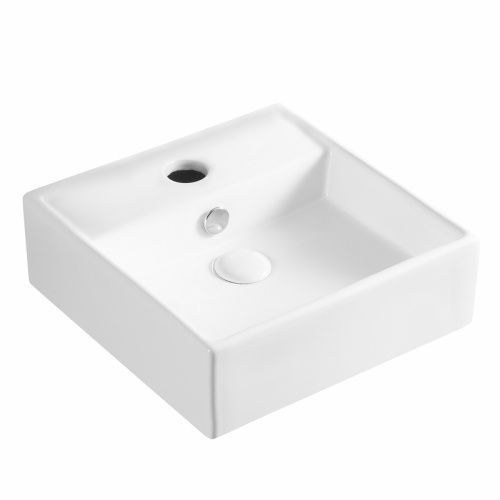 Раковина из сантехнического фаянса Azario AZ4148 40х40 накладная цвет белый 1 отверстие под смеситель