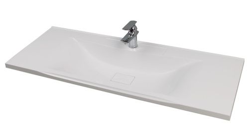 Раковина из искусственного камня Aquaton Премьер М 1A70483KPR010 120х50 накладная цвет белый 1 отверстие под смеситель