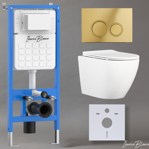 Комплект унитаз с инталляцией и клавишей смыва Iberica Blanca BILBAO ALTO IB001.BLA.231.826