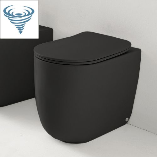 Чаша унитаза приставная Kerasan Nolita 531931 цвет черный без сиденья безободковая смыв торнадо