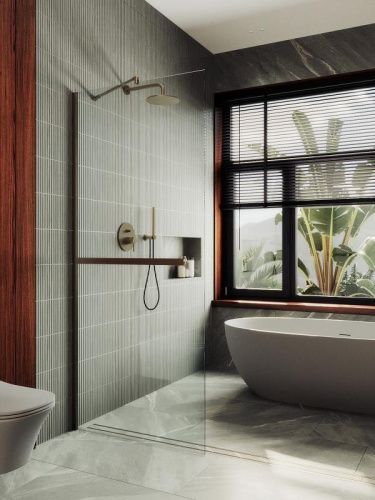 Душевая перегородка Maybah Glass MGD-726-2ш 80х195 стекло прозрачное профиль бронза