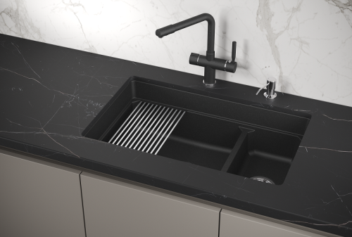 Кухонная мойка Granula Kitchen Space 7304U, ЧЁРНЫЙ 75х45 цвет черный поверхность матовая