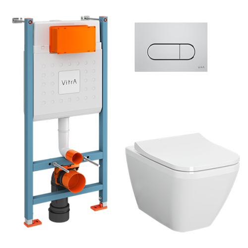 Комплект унитаз с инсталляцией и клавишей смыва Vitra Integra Square 9856B003-7207