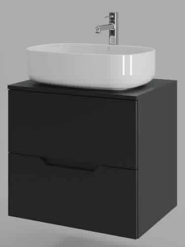 Тумба с раковиной Orange Line Li-60TubMDF+B07-540W 60х50 подвесная цвет черный