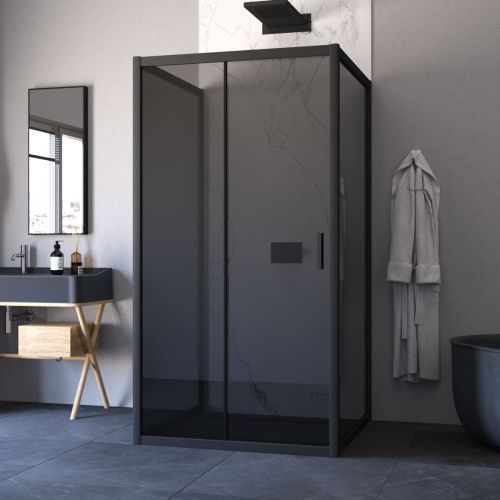 Душевой уголок Vegas-Glass ZP-U TUR+NOVO ZP-U NOVO h2000 120*100 02М 07 120х100 стекло тонированное профиль черный без поддона