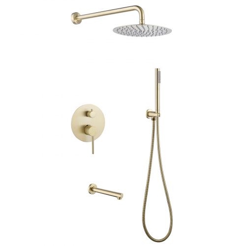 Душевая система Abber AF8817G встраиваемая в стену цвет золото с термостатом