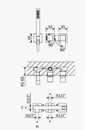 Смеситель Cezares PORTA PORTA-VDM2-SS встраиваемый в стену бронза - фото 2