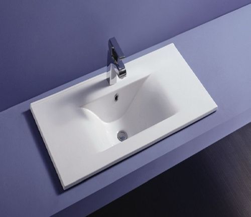 Раковина из сантехнического фаянса CeramaLux YJ807-100 110х50 встраиваемая цвет белый 1 отверстие под смеситель