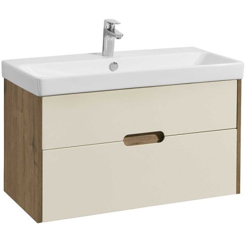 Тумба под раковину Aquaton Оливия 1A254401OLVG0 90х40 подвесная цвет бежевый/коричневый