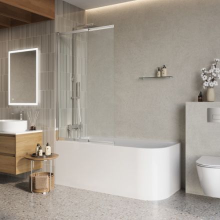 Душевая шторка на ванну BelBagno LUCE LUCE-VF-11-90/145-C-Cr 90х145 стекло прозрачное профиль хром глянцевый ориентация универсальная