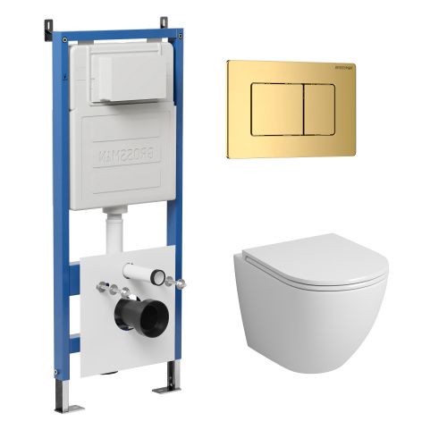 Инсталляция + кнопка смыва + унитаз Grossman Classic 97.4455S.04.30M