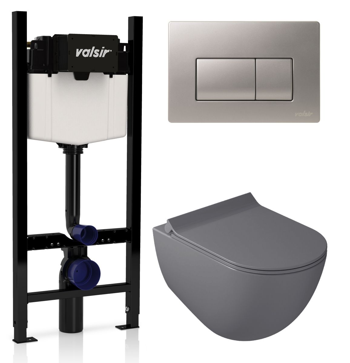 Комплект унитаз с инсталляцией и клавишей смыва Valsir KIT VSCrM 7317GM Slim P1