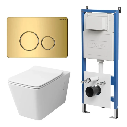 Инсталляция + кнопка смыва + унитаз Grossman Galaxy 97.4414S.05.30M