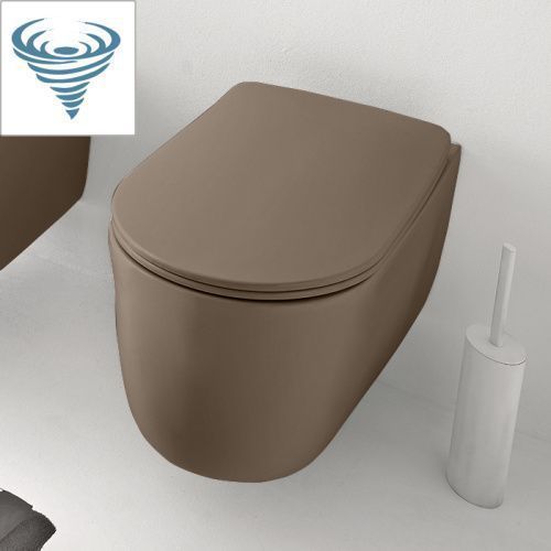 Чаша унитаза подвесная Kerasan Nolita 531588 цвет коричневый без сиденья безободковая смыв торнадо