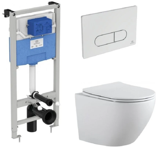 Комплект унитаз с инсталляцией с клавишей смыва Aquanet Cetus 00323468 подвесной