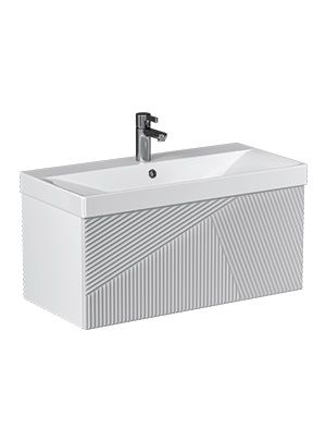 Тумба под раковину Velvex EDGE tp.EDG.9696.80.1Y белый глянец 80х40 подвесная цвет серый