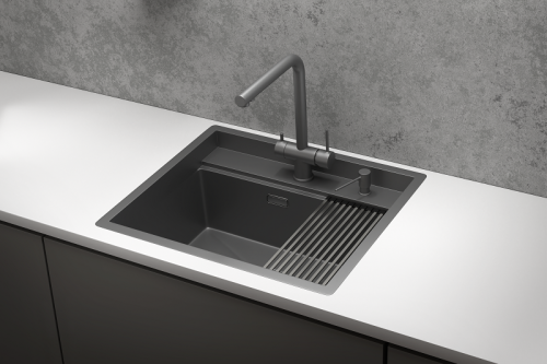 Кухонная мойка Granula Kitchen Space 6051, ГРАФИТ МАТОВЫЙ 60х50 цвет черный поверхность матовая