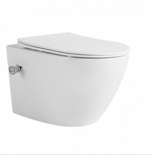 Унитаз подвесной CeramaLux 2196-BD белый с сиденьем микролифт каскадный смыв