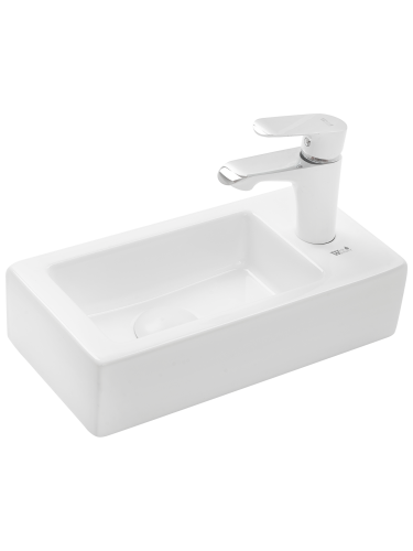 Раковина из сантехнического фаянса WeltWasser WW SK 10000003873 40х20 подвесная цвет белый 1 отверстие под смеситель