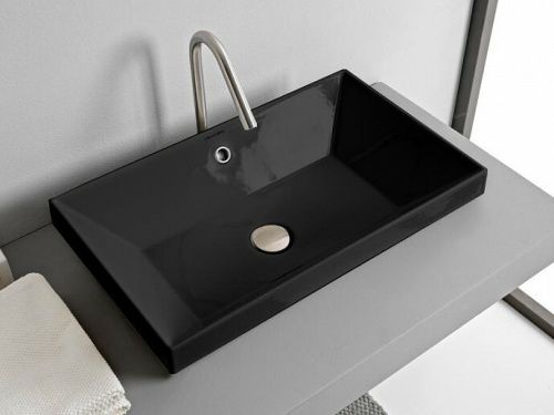 Раковина керамическая Scarabeo Teorema 2.0 5131 49 BK 60х40 встраиваемая цвет черный без отверстий под смеситель