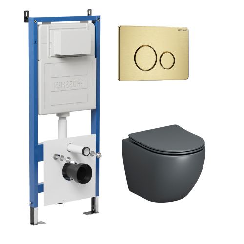 Инсталляция + кнопка смыва + унитаз Grossman Style 97.4455GMS.05.32M