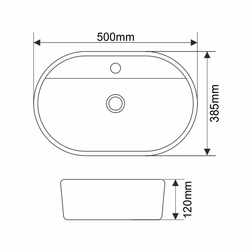 Раковина из сантехнического фарфора Melana 78239-805 50х40 накладная цвет белый 1 отверстие под смеситель - фото 3