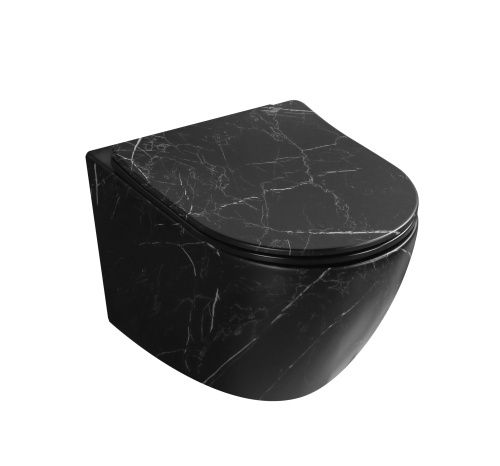 Унитаз подвесной MILLEAU MYL038BMB VORTEX MYL038BMB черный  с сиденьем микролифт безободковый каскадный смыв