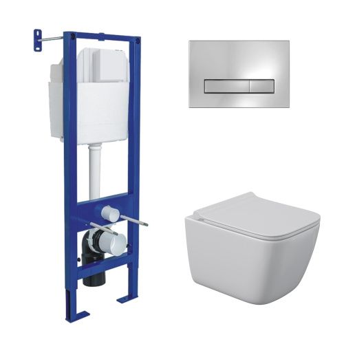 Комплект унитаз с инталляцией и клавишей смыва Berges АТОМ Line 043361