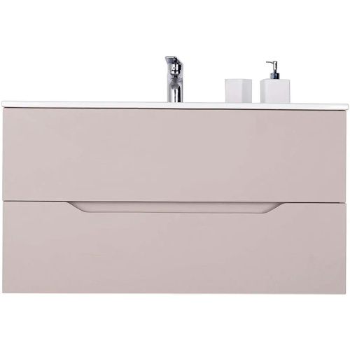 Тумба с раковиной Orange Line Li-100TuL+Ra 100х50 подвесная цвет бежевый