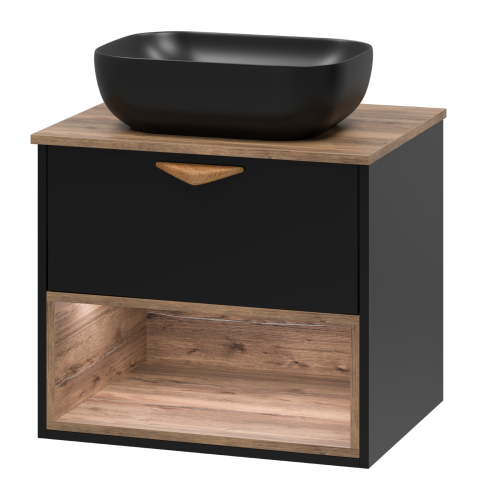 Тумба под раковину Brevita Bergen BER-07060-19-02-1Я 60х50 подвесная цвет черный