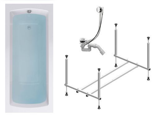 Ванна акриловая Timo RITTA RITTA1880-KT18-SPV1505 180х80 пристенная прямоугольная с каркасом