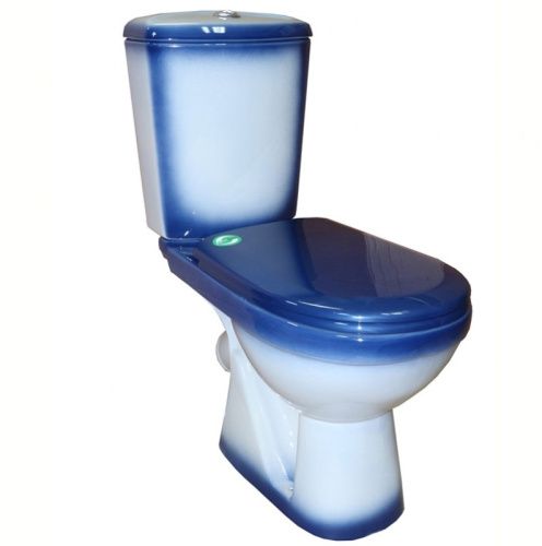 Унитаз-компакт напольный с бачком Rosa Комфорт Вн УнС09 синий с сиденьем каскадный смыв