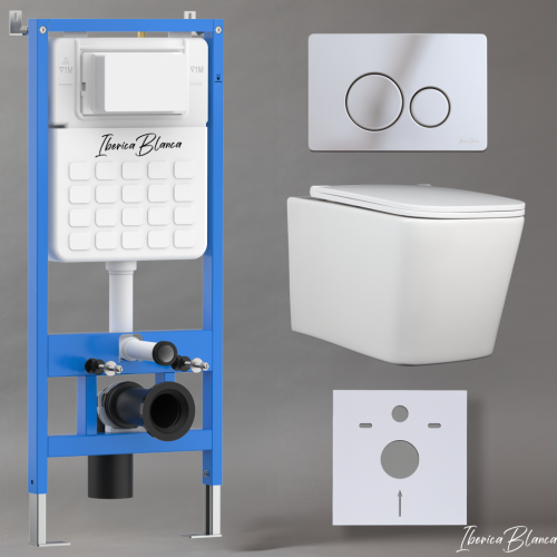 Комплект унитаз с инталляцией и клавишей смыва Iberica Blanca TOLEDO ALTO IB001.TLA.231.8131